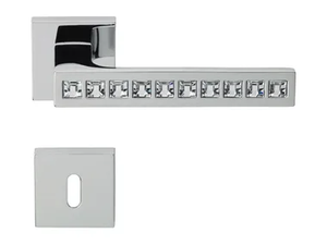 REFLEX - Chromed brass door handle with Swarovski® Crystals on rose with lock _ LINEA CALI'